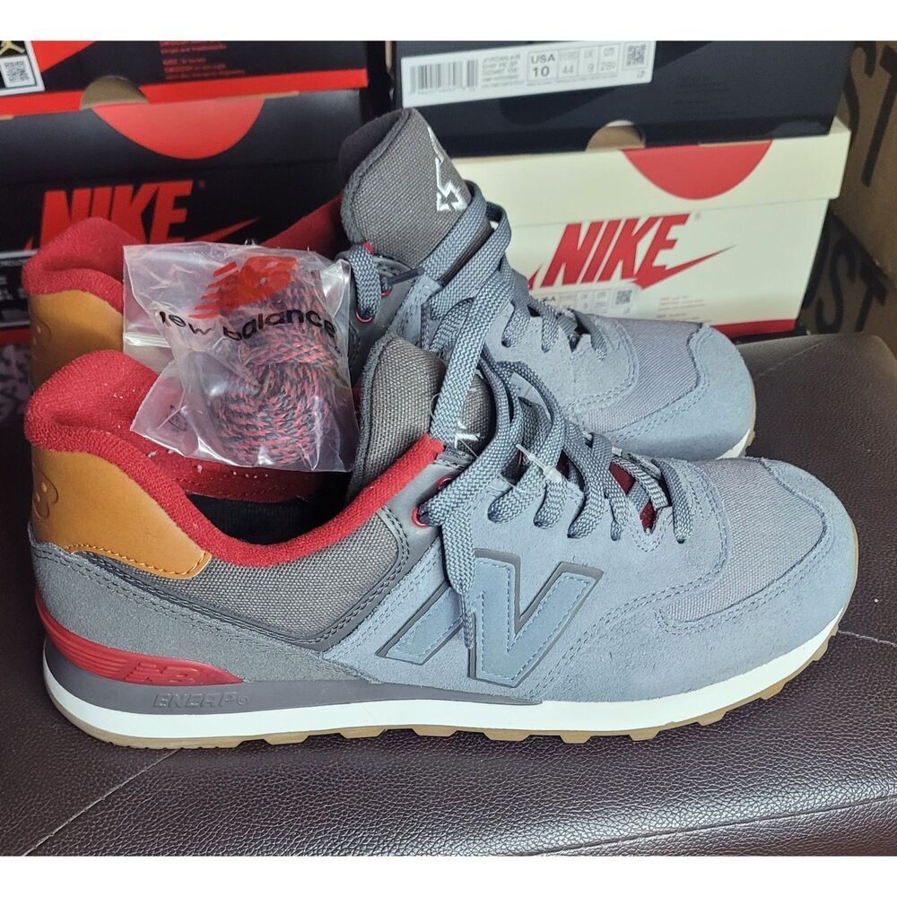 New Balance 574 ML574NEB Gray Red Gum Men's Size 10 ENCAP Sneakers NEW Box - Picture 2 of 7